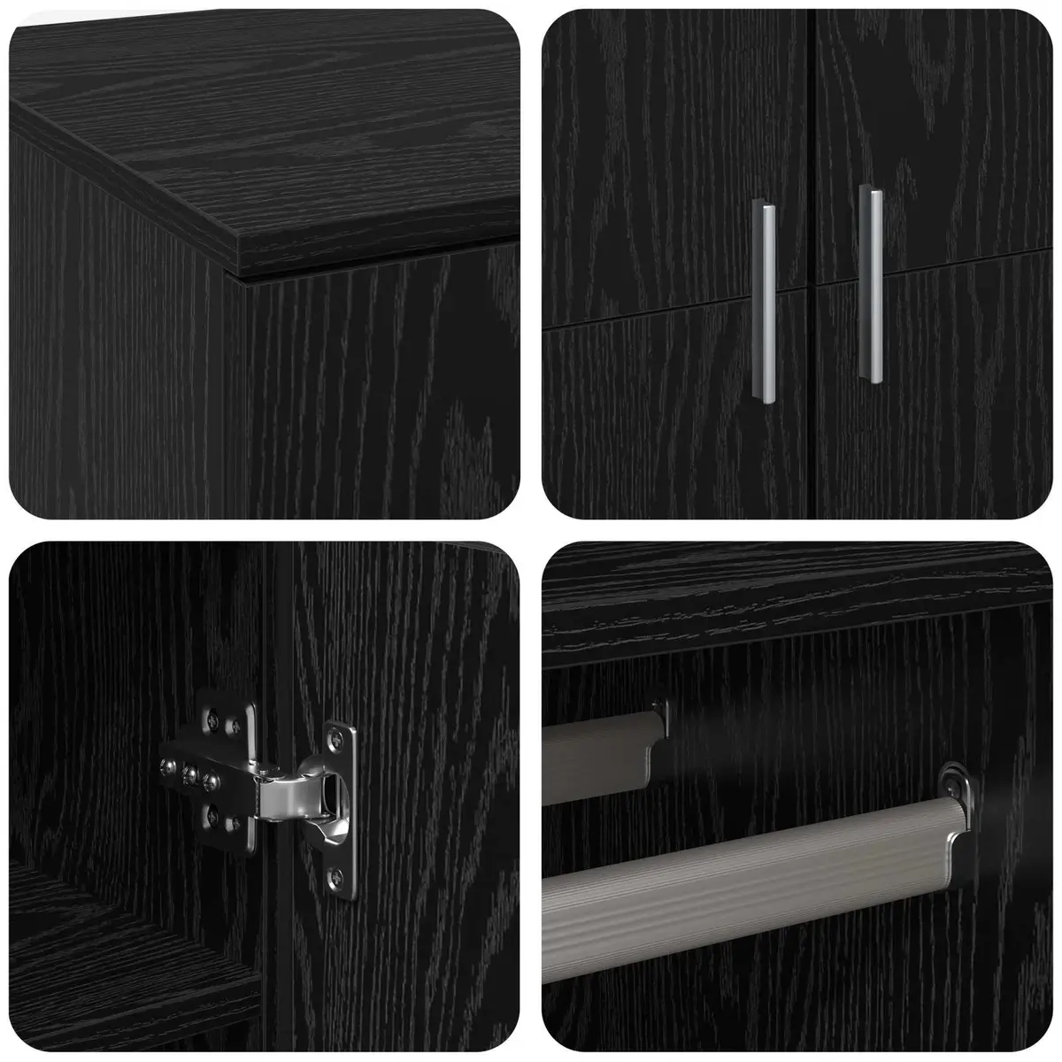 Highboard Storage Cabinet Organiser 80 x 39 x 178 cm Black Oak