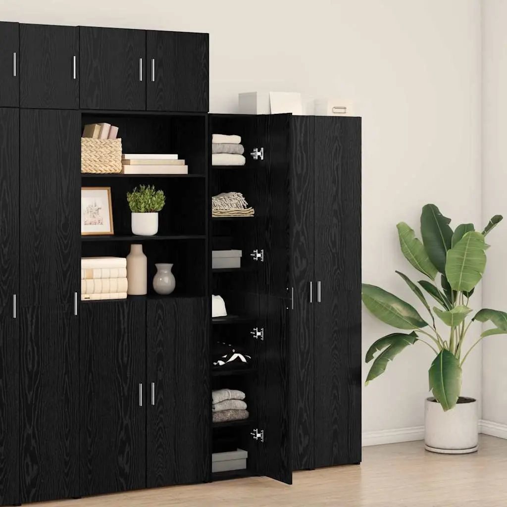 Highboard Black Oak Storage Cabinet Living Room Furniture Bedroom Organiser