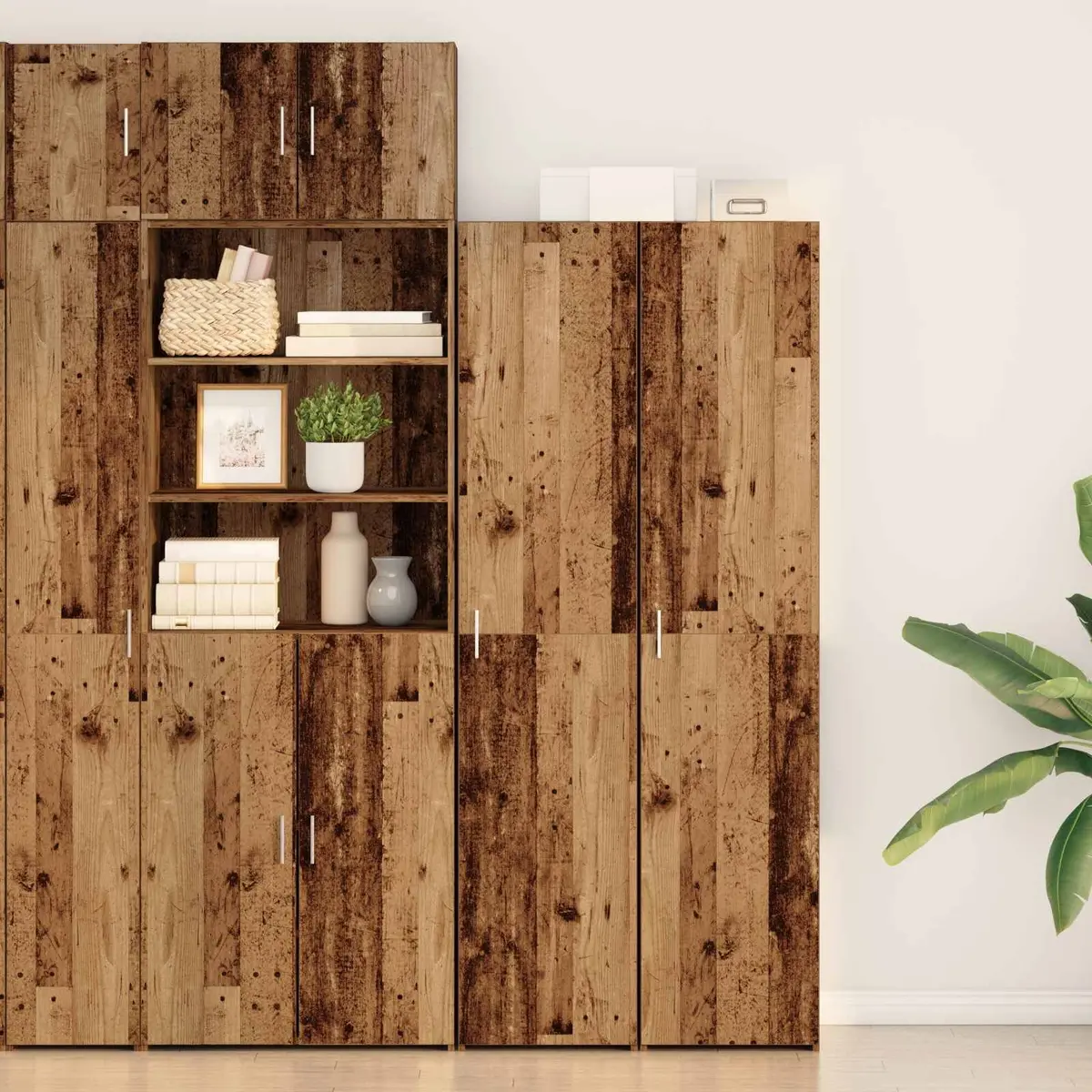 Highboard Storage Cabinet Tall 185cm Brown Engineered Wood