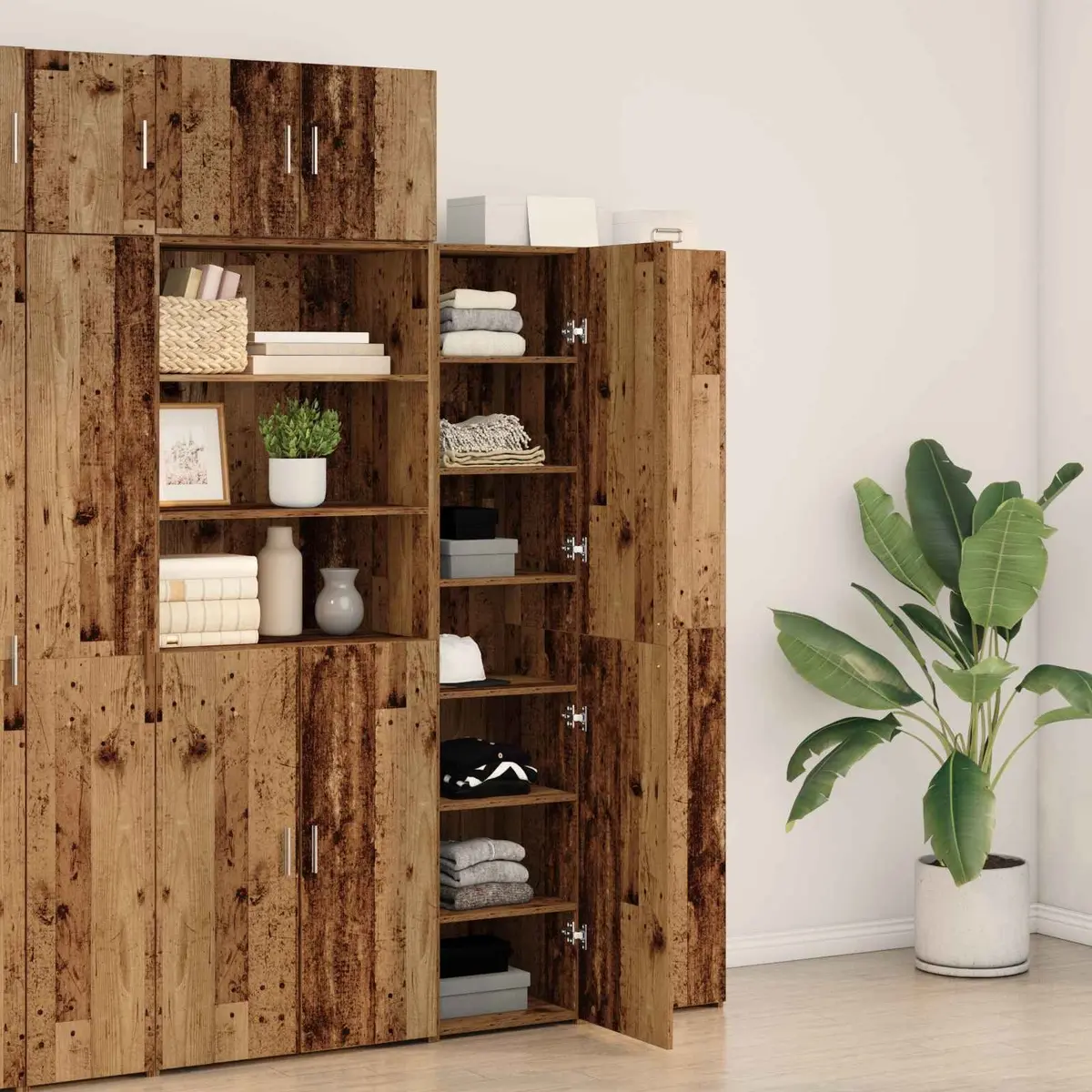 Highboard Storage Cabinet Tall 185cm Brown Engineered Wood