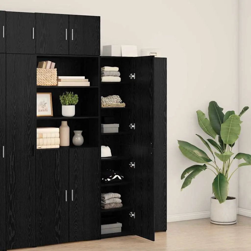 Highboard Storage Cabinet Engineered Wood 40 x 42.5 x 185 cm Black