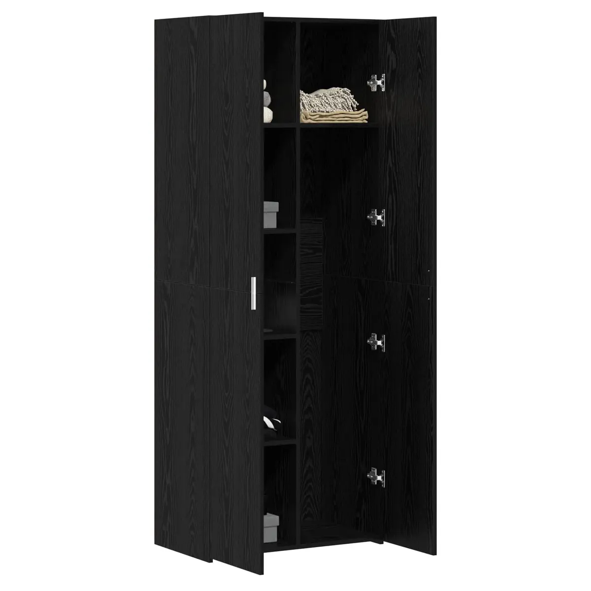 Highboard Buffet Cabinet Storage Dining Room 70x42.5x185cm Black Wood