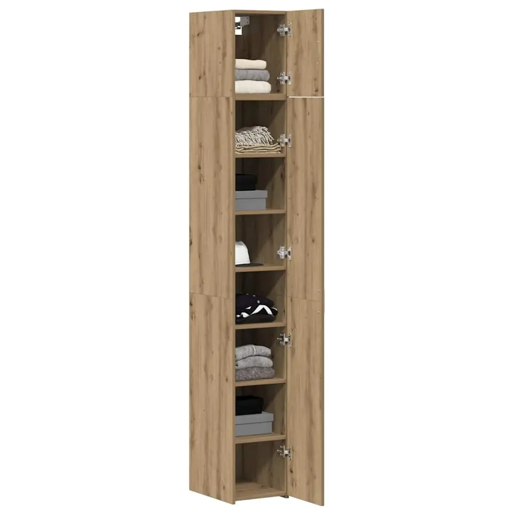 2 Piece Storage Cabinet Adjustable Shelves Hinged Doors Brown