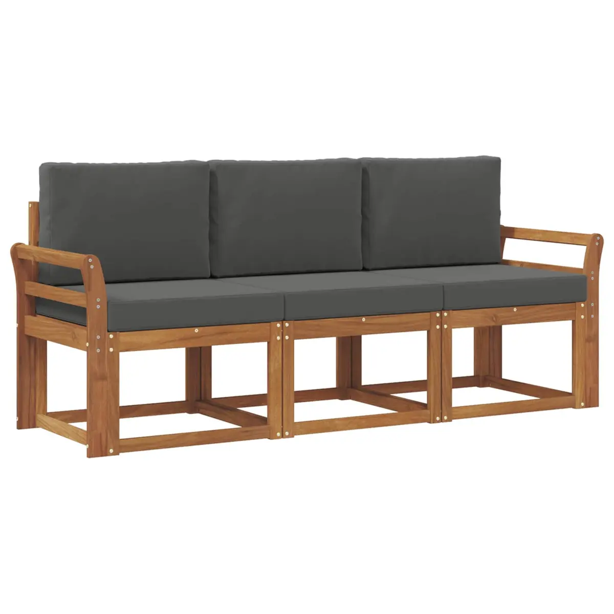 Outdoor Sofa Set 3 Piece Garden Furniture Acacia Wood with Cushions Terrace