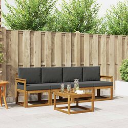 Outdoor Sofa Set 5 pcs Garden Furniture Acacia Wood Modular Lounge with Cushions