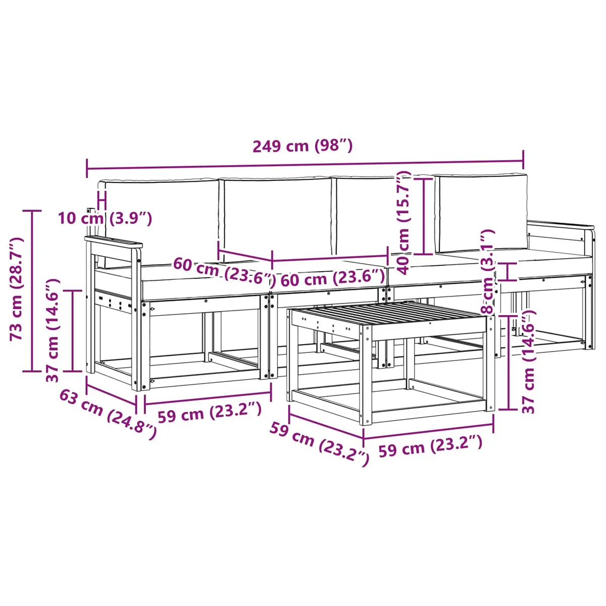5-Piece Outdoor Sofa Set for Longevity