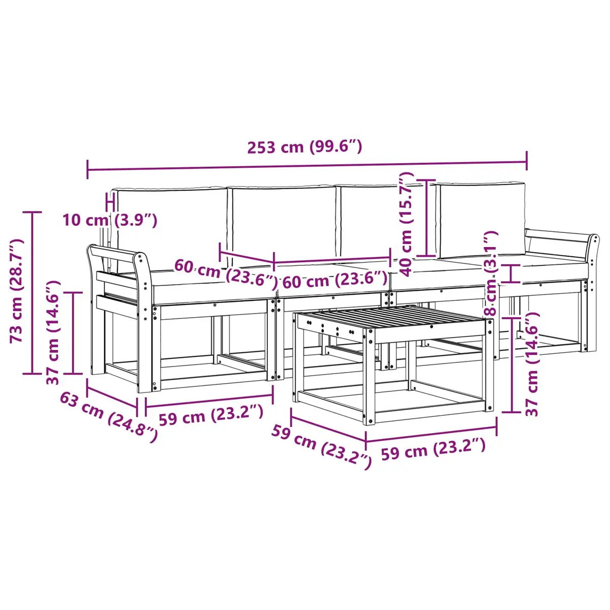5 Piece Outdoor Sofa Set