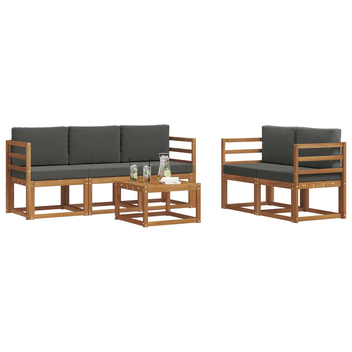 Outdoor Sofa Set 6 Piece Garden Furniture Patio Sectional Brown