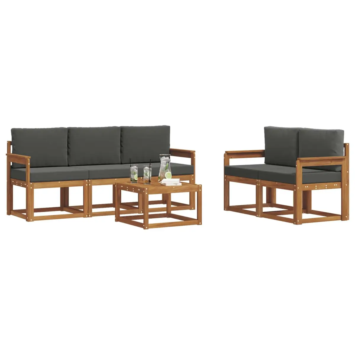 Outdoor Sofa Set Modular Lounge 6 Piece Brown