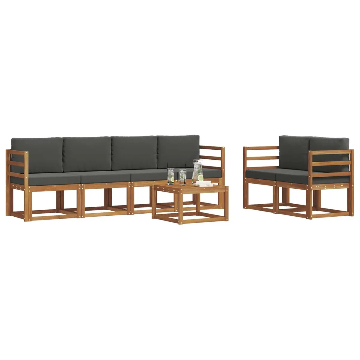 Outdoor Sectional Sofa Set 7 Piece Garden Furniture Patio Lounge Brown