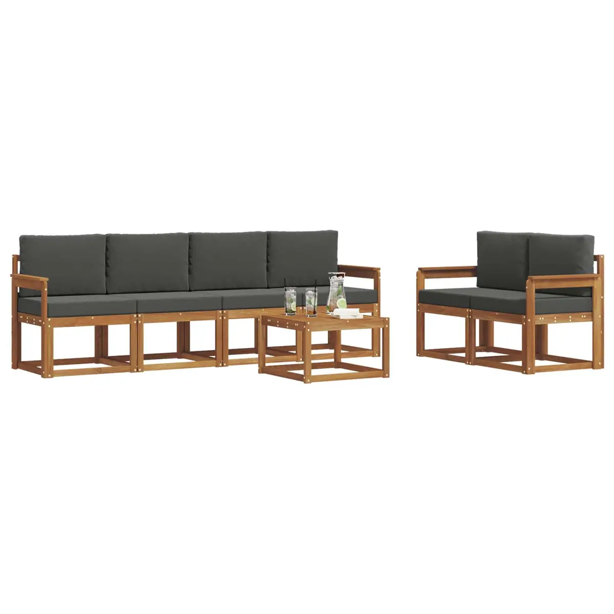 Outdoor Sectional Sofa Set 7 Piece Garden Patio Furniture Brown