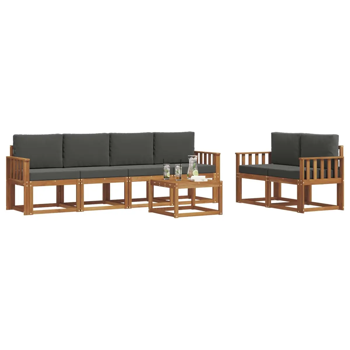 Outdoor Sofa Set 7 Piece Garden Sectional Furniture with Cushions Brown