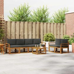 Outdoor Sectional Sofa Set 7 Pieces Garden Patio Furniture with Cushions Brown