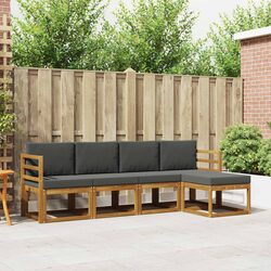 Outdoor Sofa Set 5 Piece Garden Sectional Lounge Solid Acacia Wood Brown