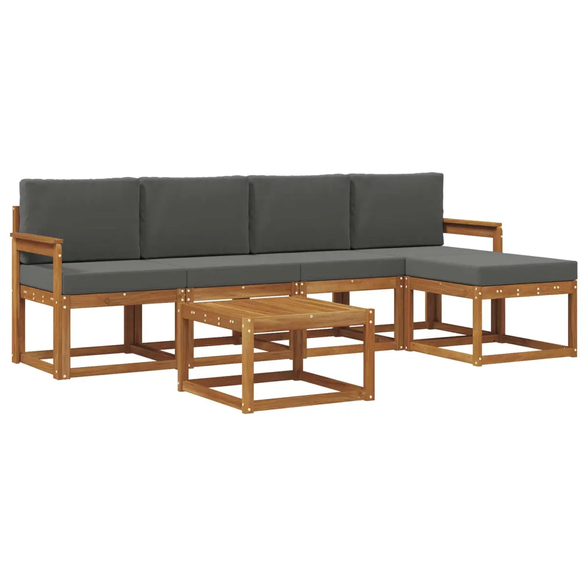 Outdoor Sectional Sofa Set 6 Pieces Garden Patio Furniture Brown Anthracite
