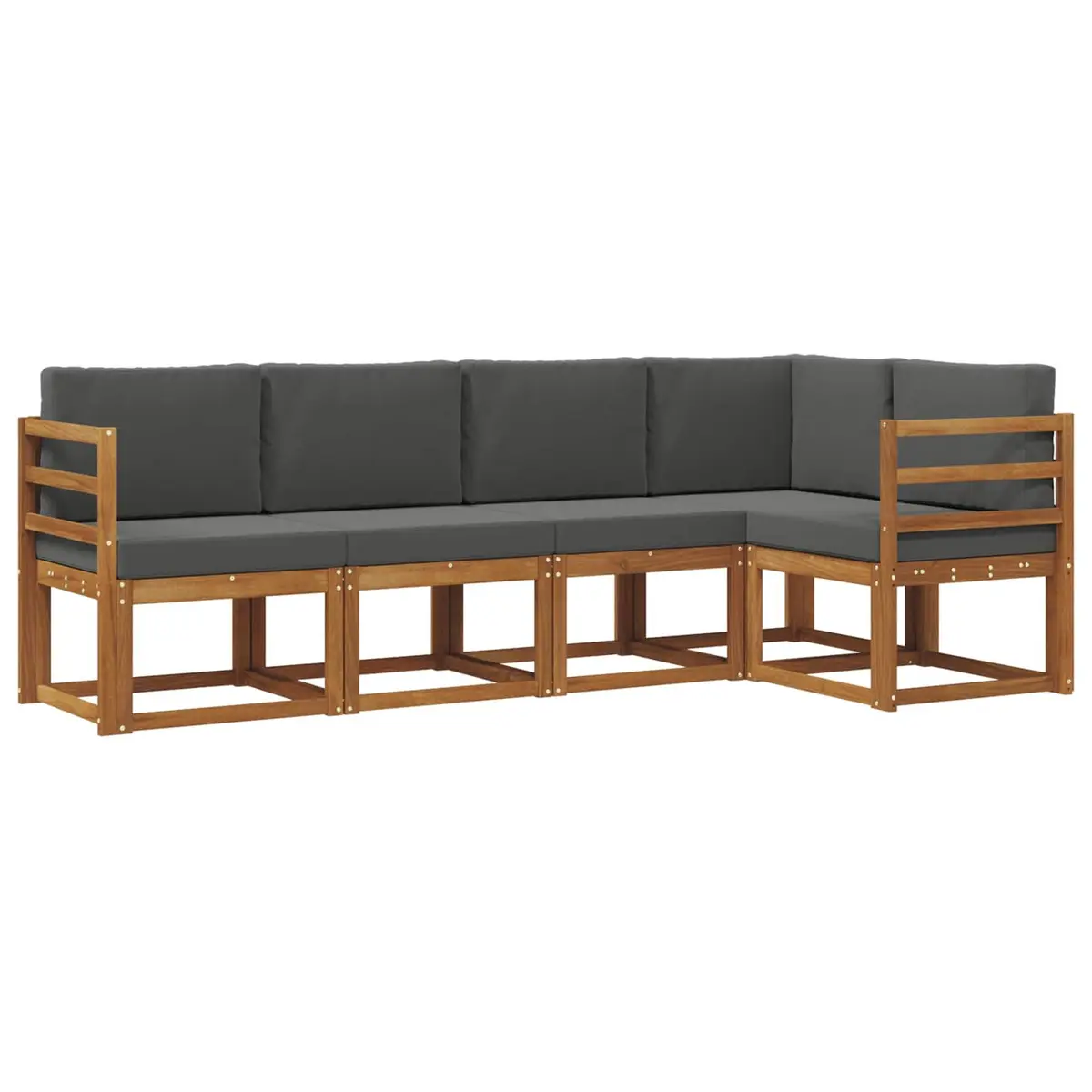 Outdoor Sofa Set 5 Piece Garden Furniture Acacia Wood Natural Brown