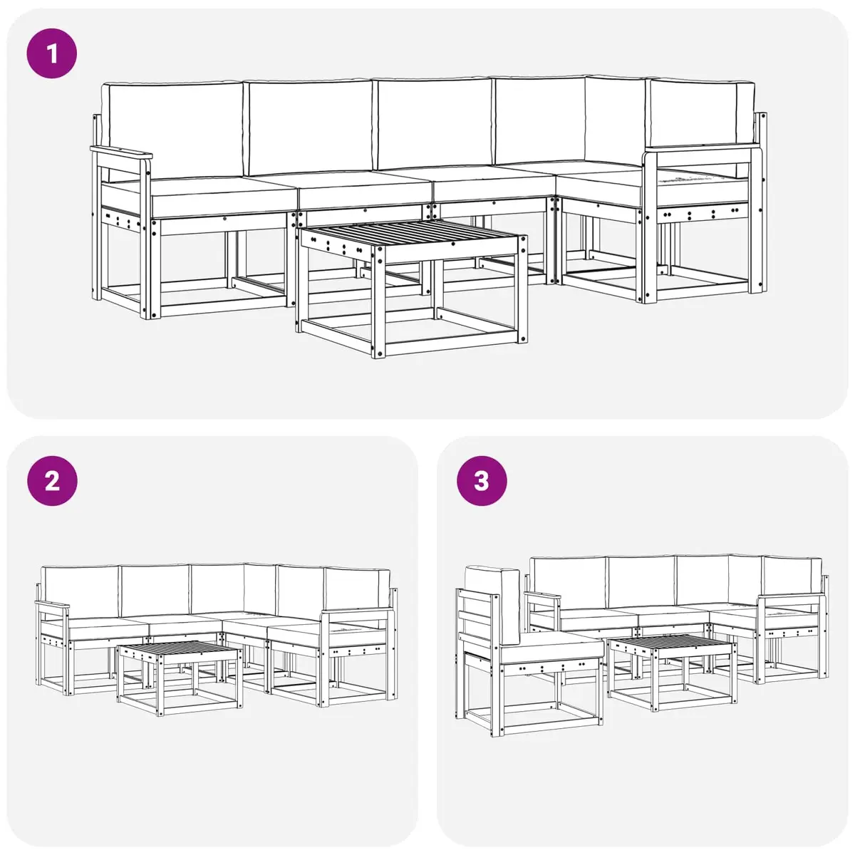 Outdoor Sofa Set Modular Garden Furniture 6 Piece with Cushions Brown Acacia