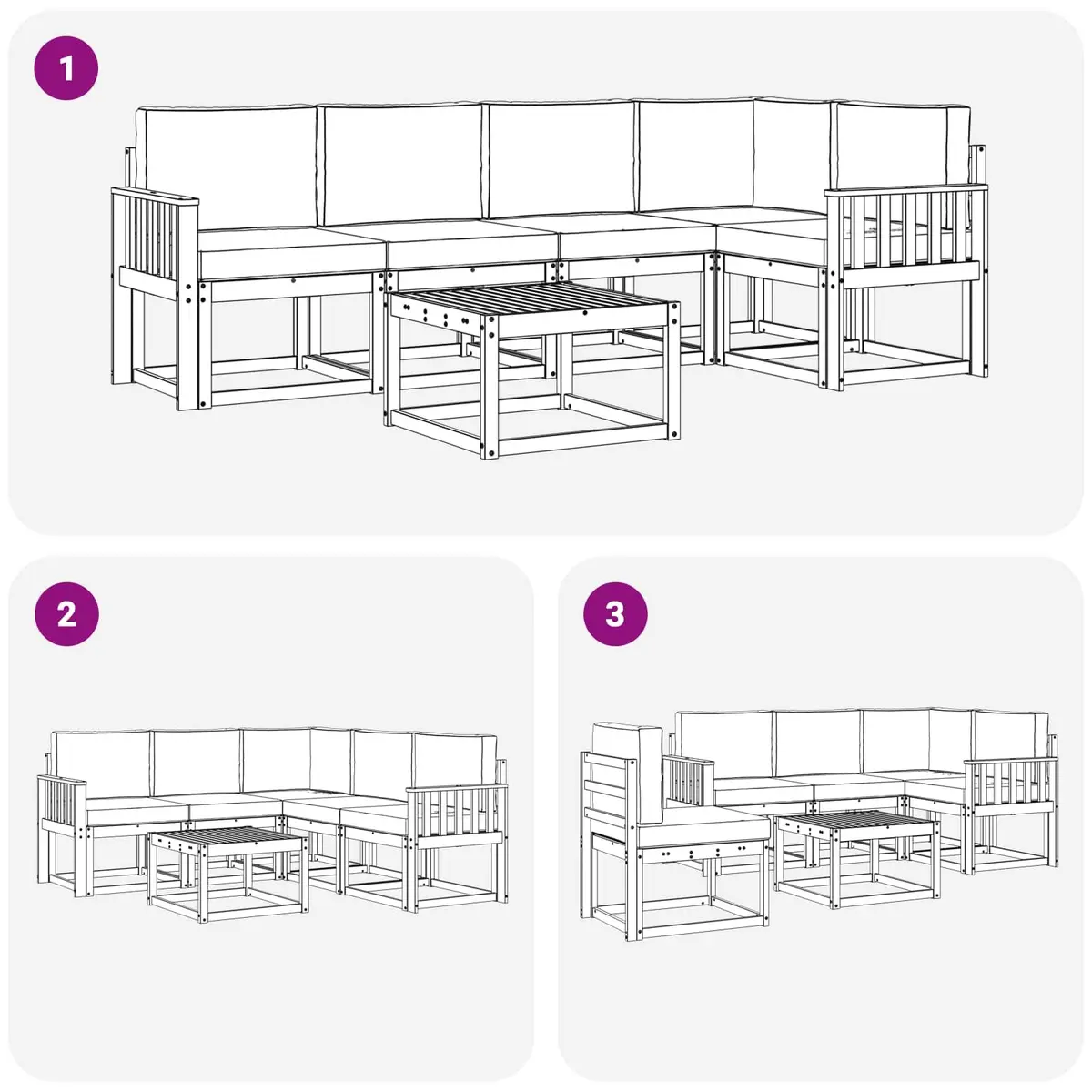 Outdoor Sofa Set 6 Piece Garden Patio Furniture Brown Acacia Wood