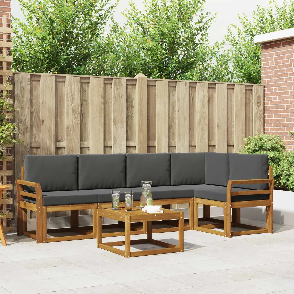Outdoor Sofa Set Modular Lounge 6 Piece Garden Furniture Brown