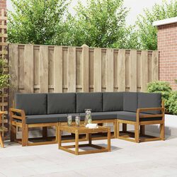 Comfortable 6-Piece Outdoor Sofa Set with Brown Cushions