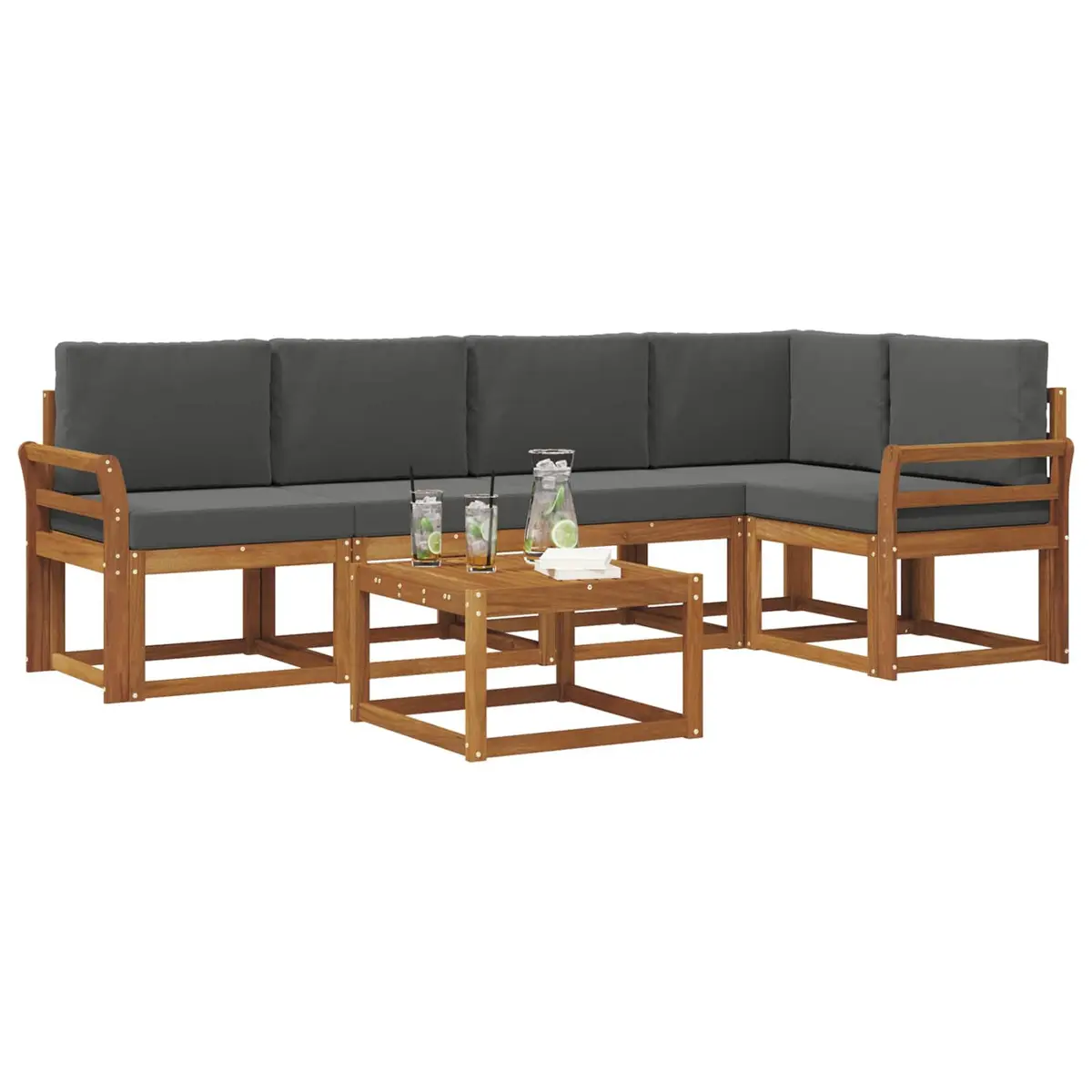 Outdoor Sofa Set Modular Lounge 6 Piece Garden Furniture Brown