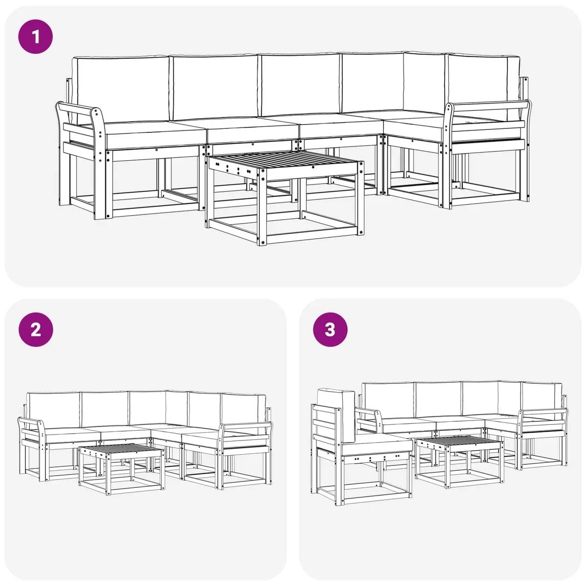 Outdoor Sofa Set Modular Lounge 6 Piece Garden Furniture Brown