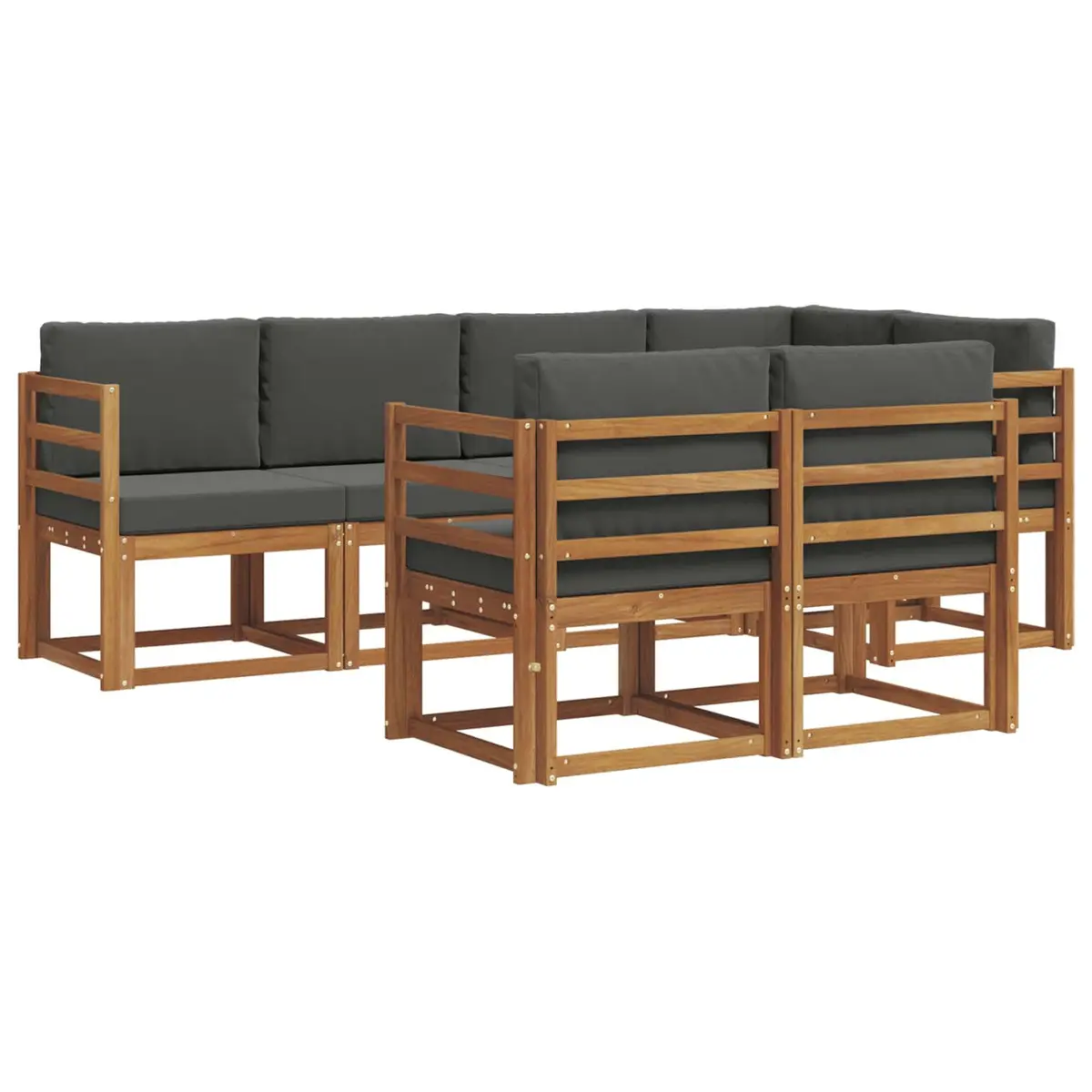 Outdoor Sectional Sofa Set 7 Pieces Garden Patio Furniture Brown