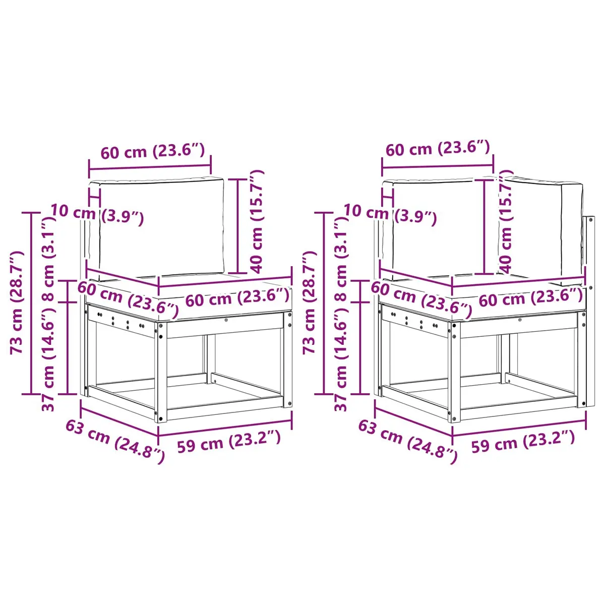 Outdoor Sectional Sofa Set 7 Pieces Garden Patio Furniture Brown