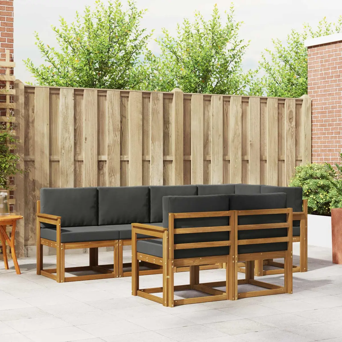 Outdoor Sectional Sofa Set 7 Pieces Garden Patio Furniture Brown