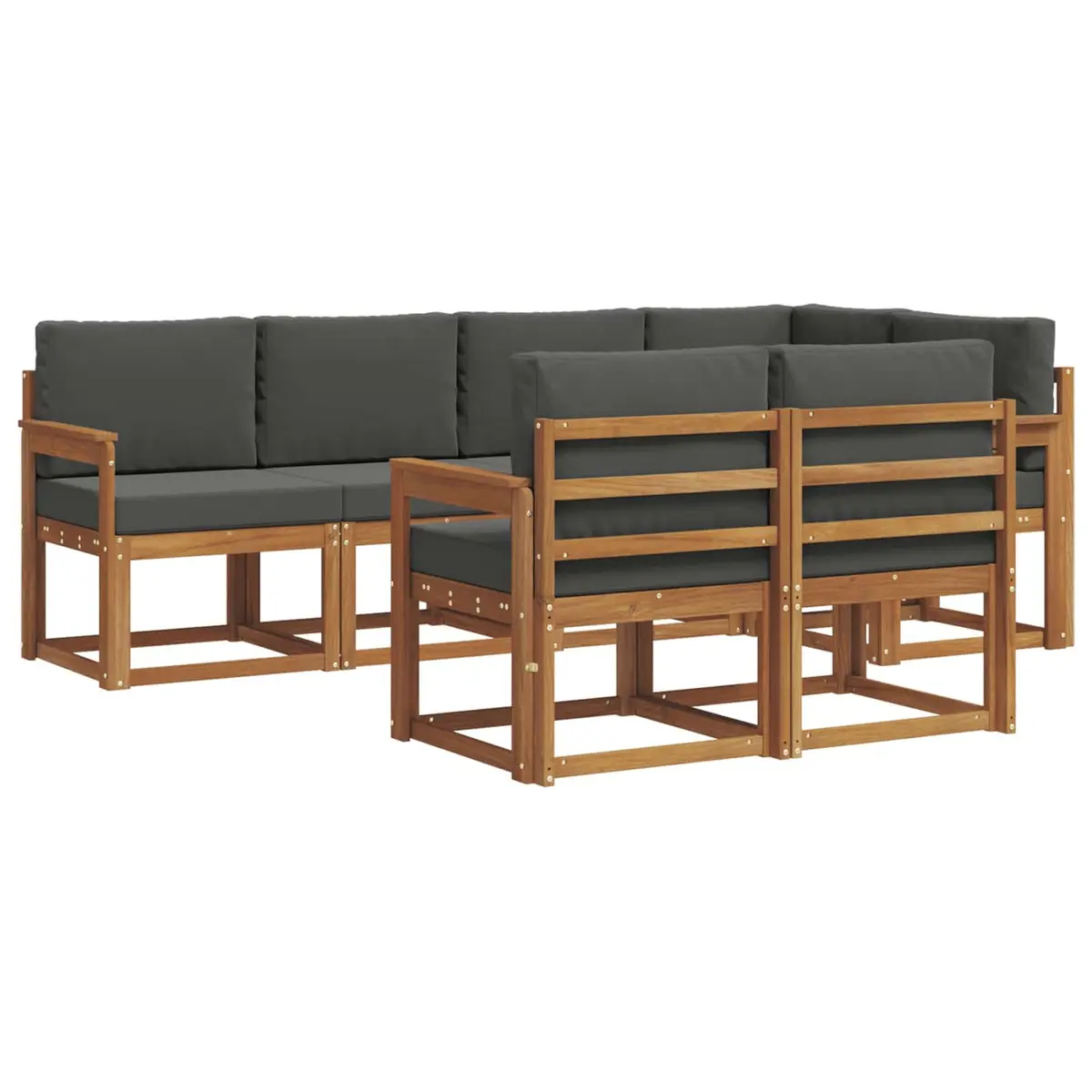 Outdoor Sectional Sofa Set 7 Pieces Garden Patio Furniture Brown