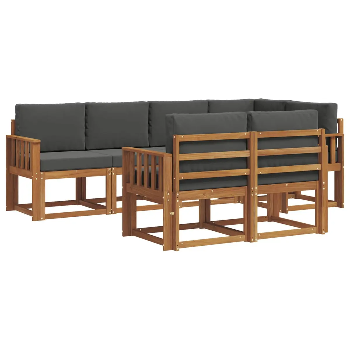 Outdoor Sectional Sofa Set 7 Piece Garden Patio Furniture Brown