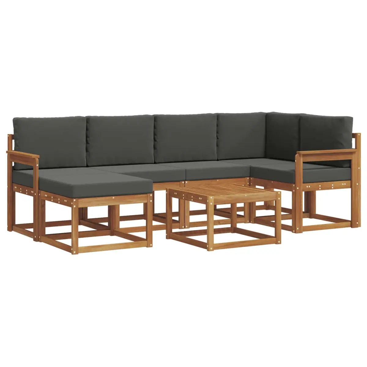 Outdoor Sofa Set Modular Garden Furniture 7 Piece Brown Acacia