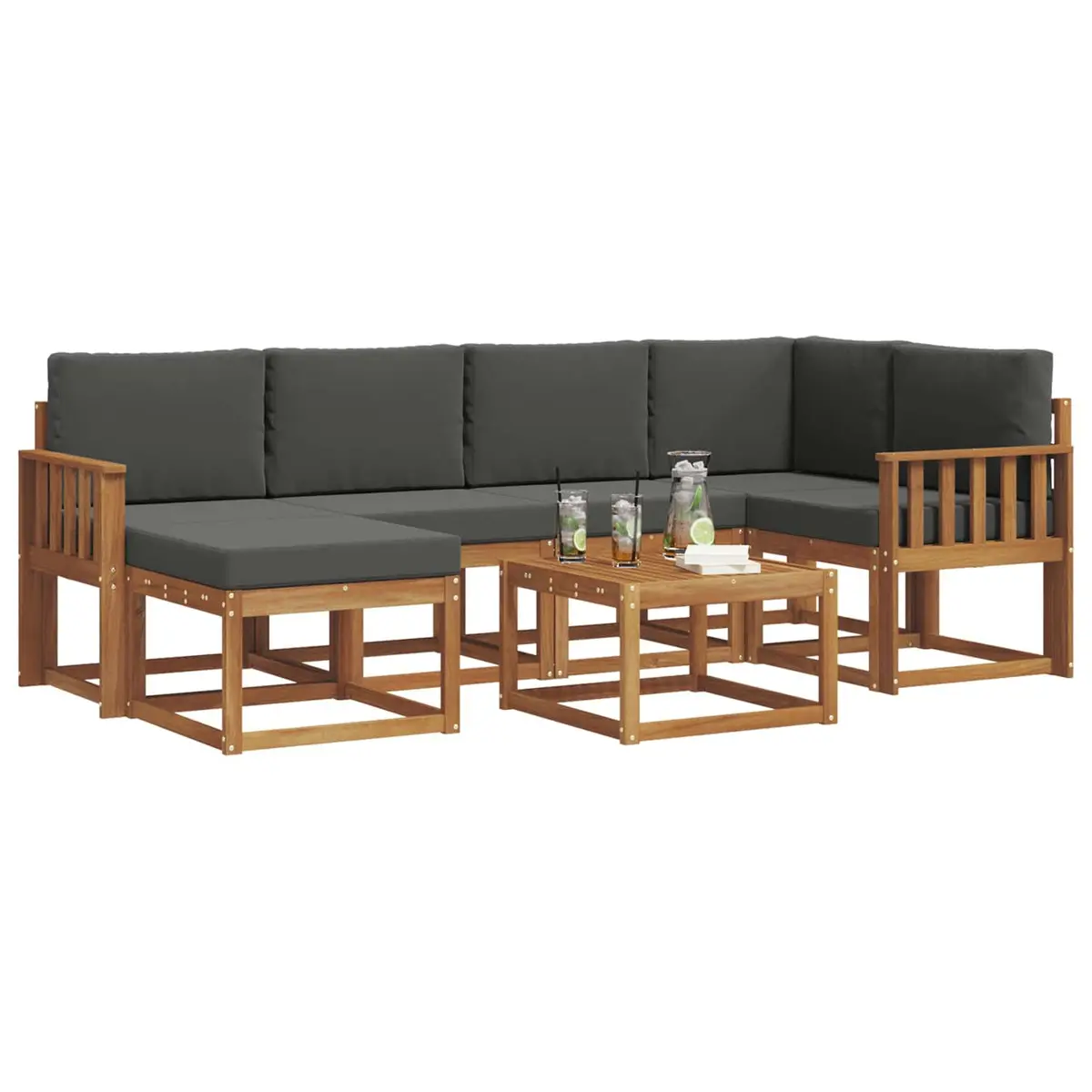 Outdoor Sofa Set Modular Garden Furniture 7 Pieces Brown