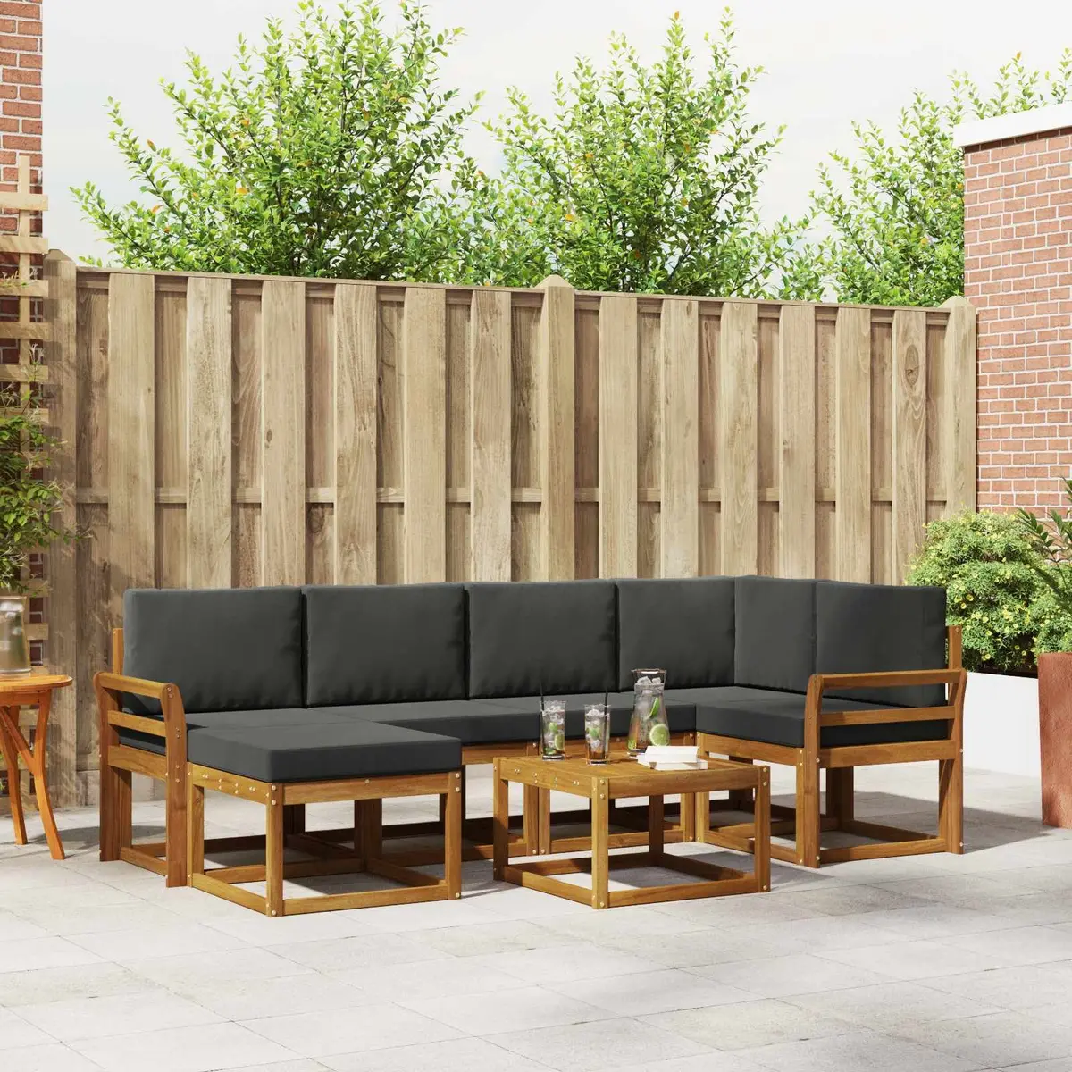 Outdoor Sofa Set Modular Garden Furniture 7 Piece Brown