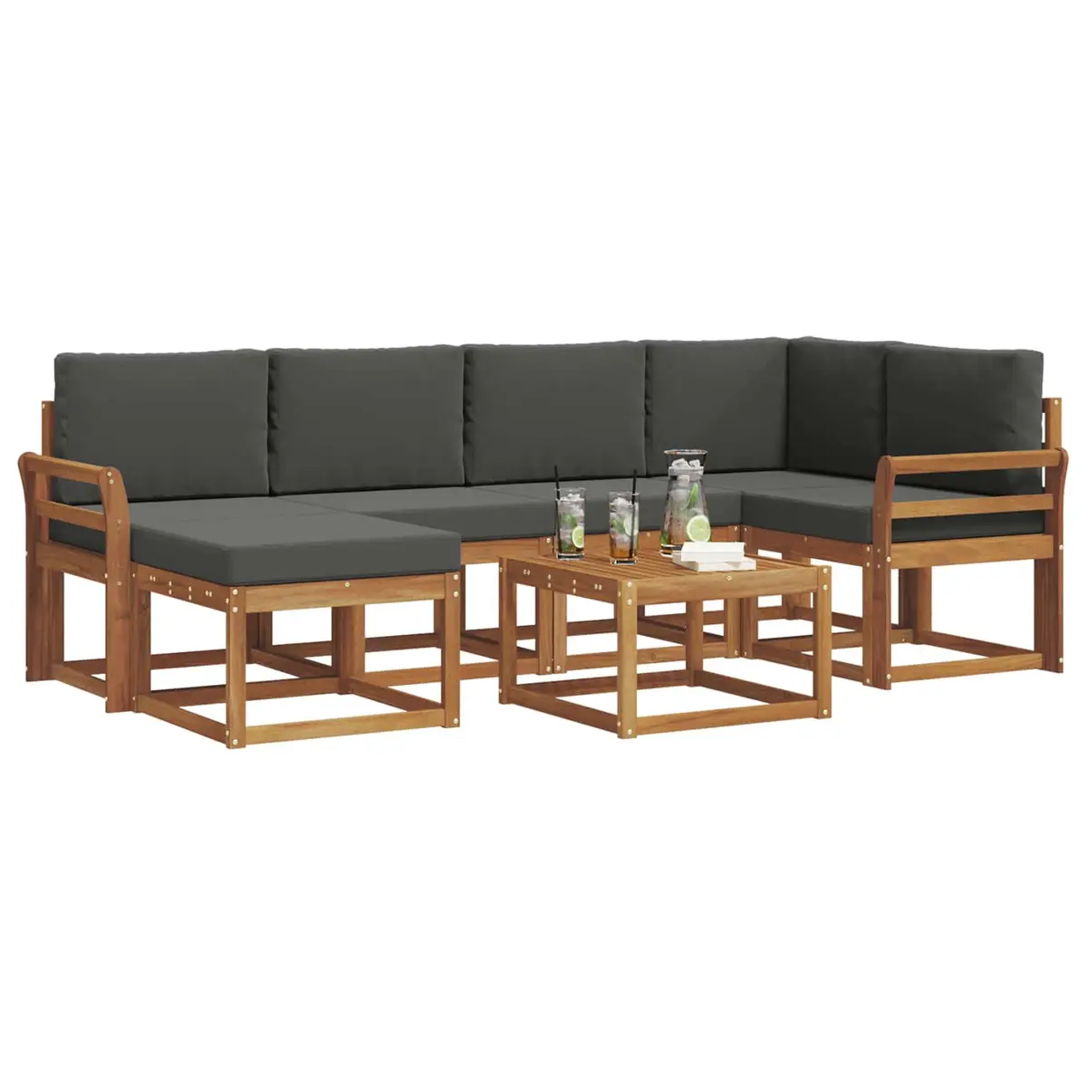 Outdoor Sofa Set Modular Garden Furniture 7 Piece Brown