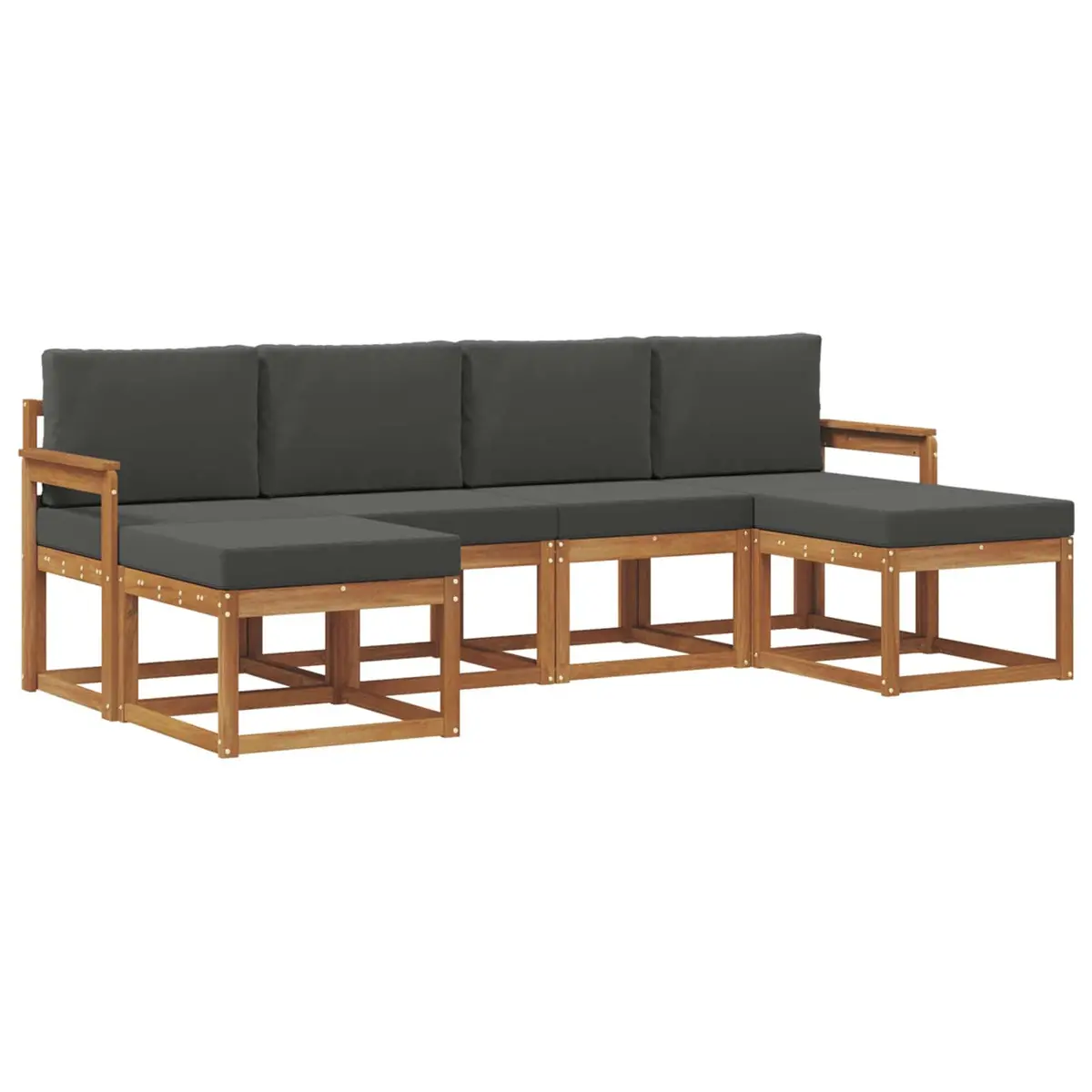 Outdoor Sofa Set 6 Pieces Garden Patio Furniture Brown Engineered Wood Modern