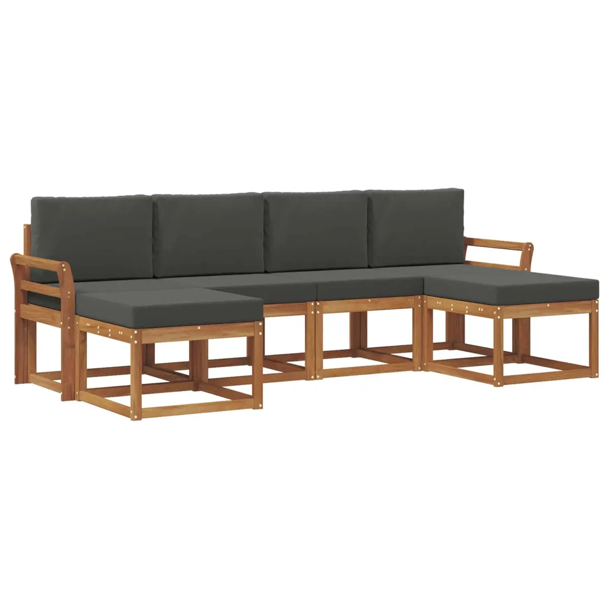 Outdoor Sofa Set 6 Piece Garden Patio Furniture Brown Engineered Wood Modern