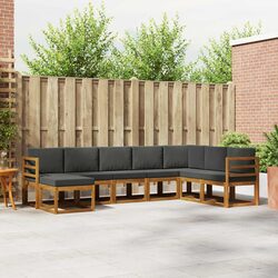 Outdoor Sofa Set 8 Pieces Modular Garden Furniture with Cushions Brown
