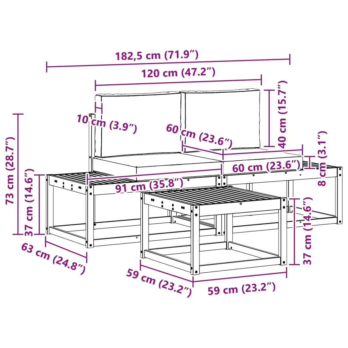 3-Piece Outdoor Sofa Set