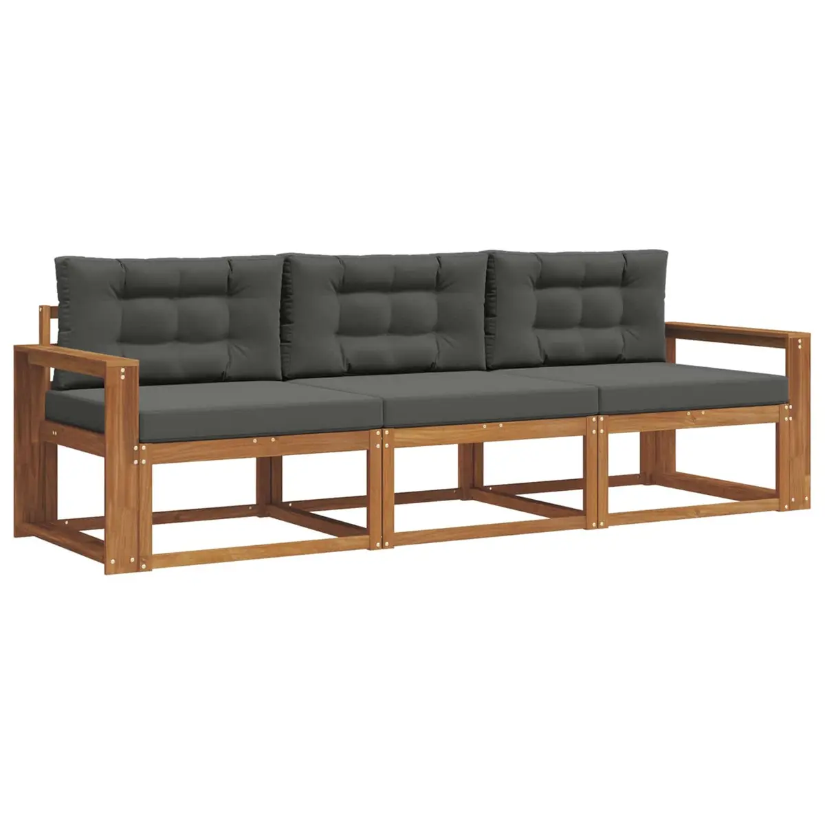 Outdoor Sofa Set Modular Sectional 3 Piece Brown Wood