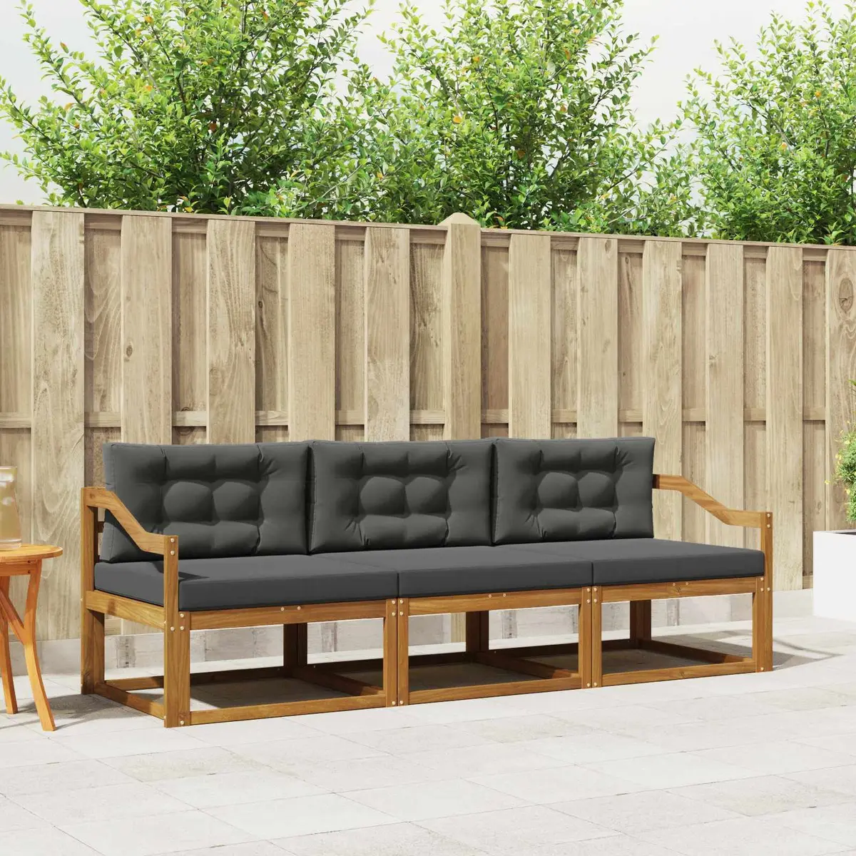 Outdoor Sofa Set Modular Garden Patio Sectional Furniture 3 Piece Brown Wood