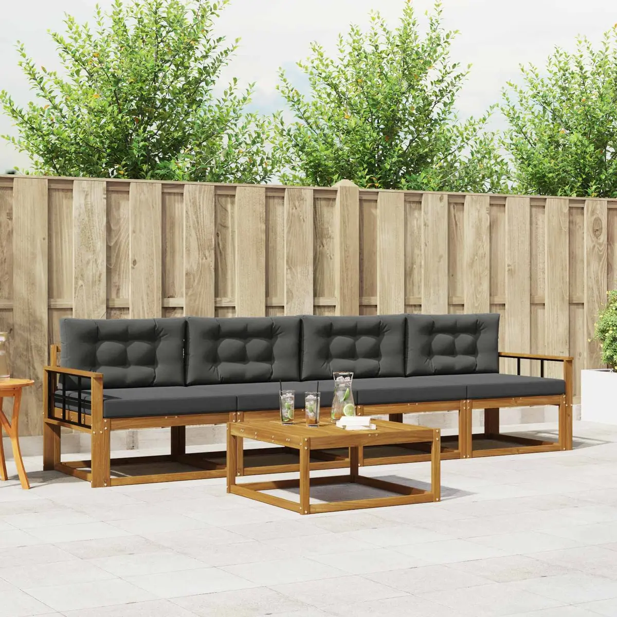 Outdoor Sectional Sofa Set 5 Piece Garden Patio Furniture Cushioned Brown