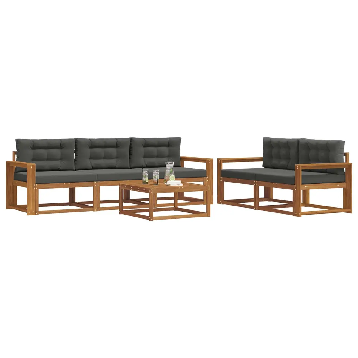 Outdoor Sectional Sofa Set Modular Seating 6 Piece Natural Anthracite