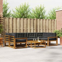 Outdoor Sofa Set 7 Pieces Garden Patio Sectional Furniture Natural Anthracite
