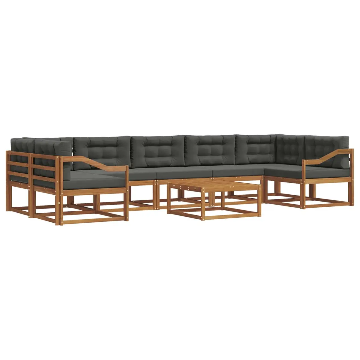 Outdoor Sectional Sofa Set Modular Patio Lounge 8 Pieces Natural Anthracite