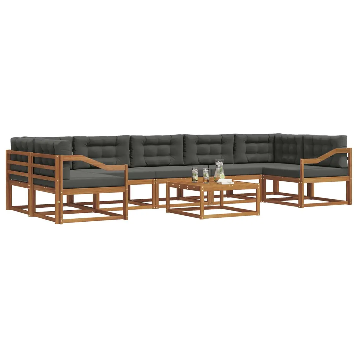 Outdoor Sectional Sofa Set Modular Patio Lounge 8 Pieces Natural Anthracite