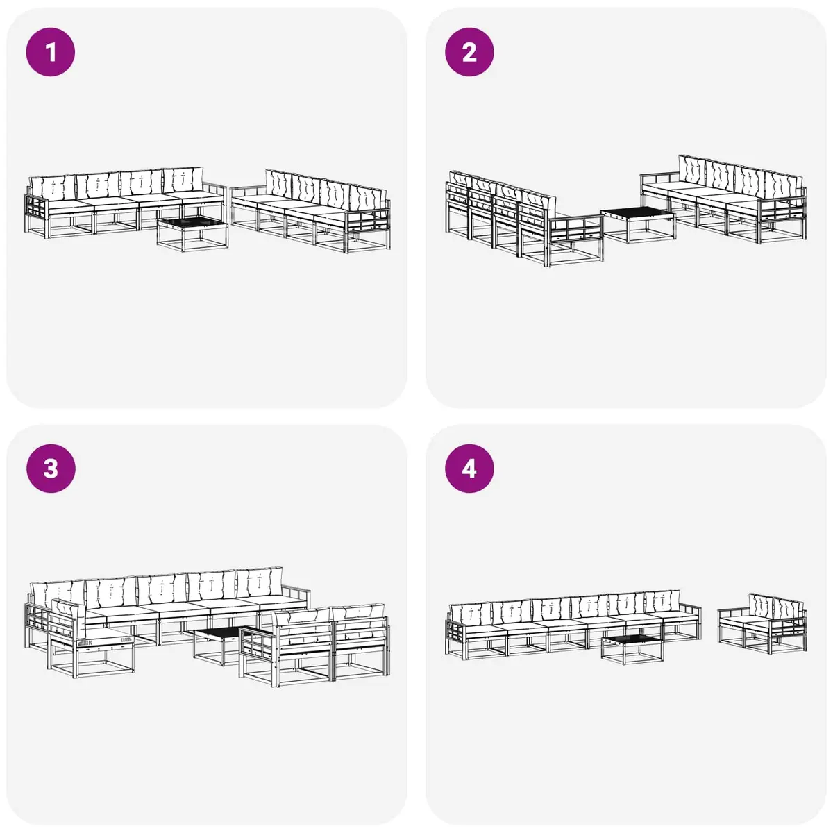 Outdoor Sofa Set in 9 Pieces