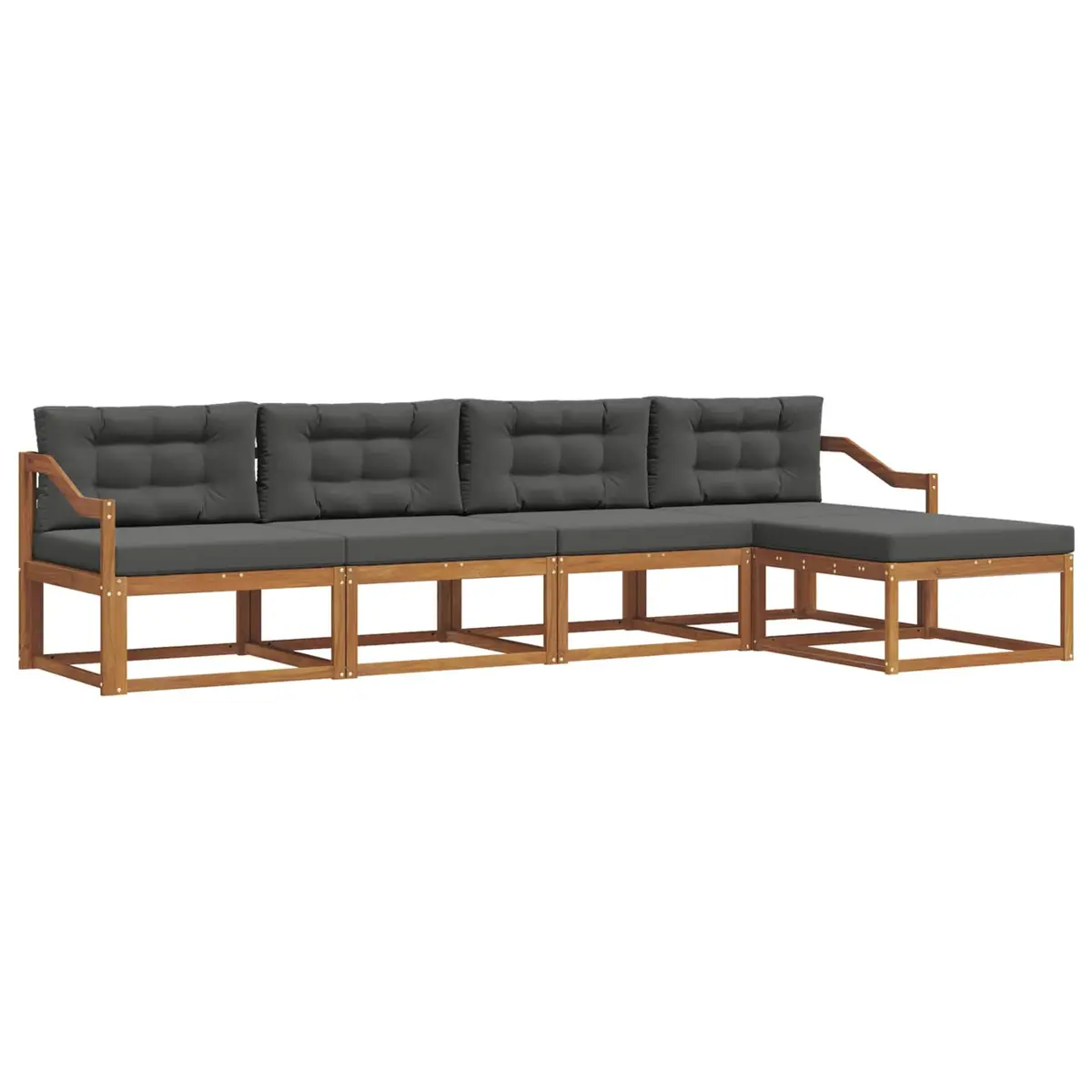 Outdoor Sectional Sofa Set Modular Garden Lounge Seating 5 Piece Brown