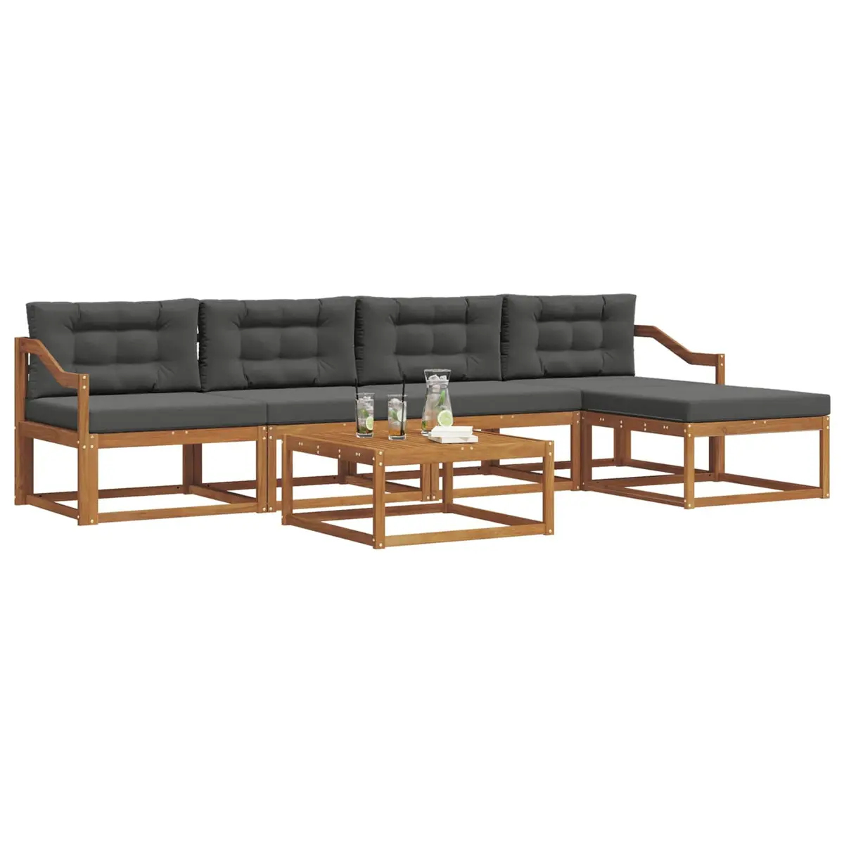 Modular Outdoor Sofa Set 6 Piece Garden Patio Furniture with Cushions Brown