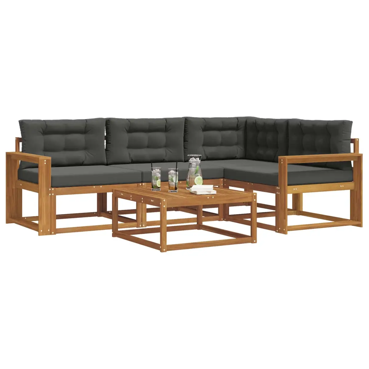 Outdoor Sofa Set Modular Garden Patio Furniture 5 Piece Brown